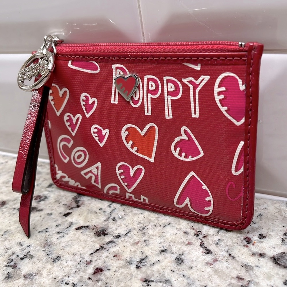 Coach Poppy Graffiti Hearts Card Holder EUC - Picture 3 of 9
